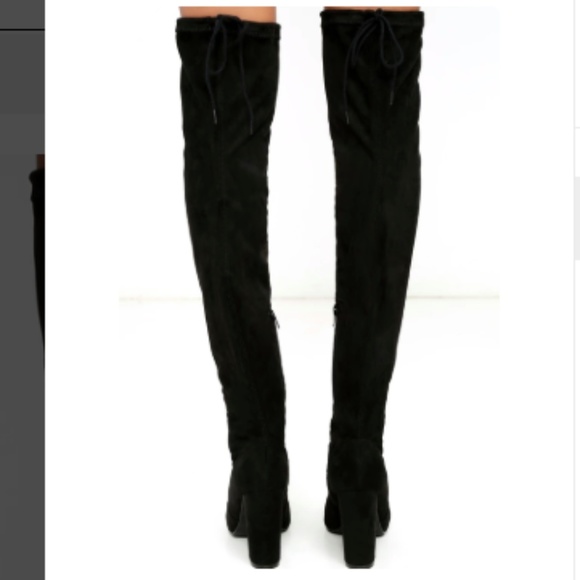 Lulus Black Suede Over the Knee Boots - Picture 3 of 3